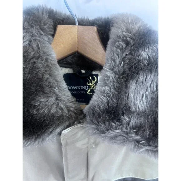Vintage '80's Men's Browning Goose Down Coat Faux Fur Collar w/Hood Size 40 - Picture 6 of 16